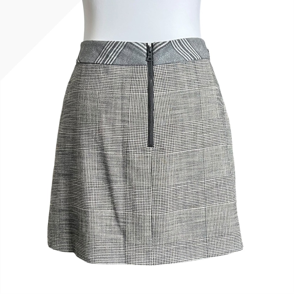 Alice + Olivia Lennon Women's 2 Grey Black Plaid Skirt Wrap Preppy Chic Designer - Picture 5 of 9